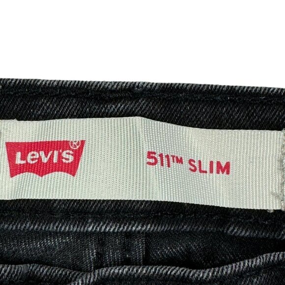 Levi's 511 Slim Distressed Black Wash Youth Size 16 Regular 28x28 - Picture 5 of 7